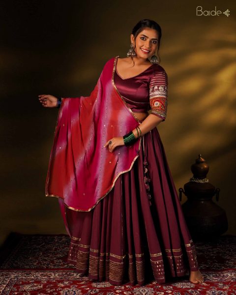 Pink Maroon Chaniya Choli