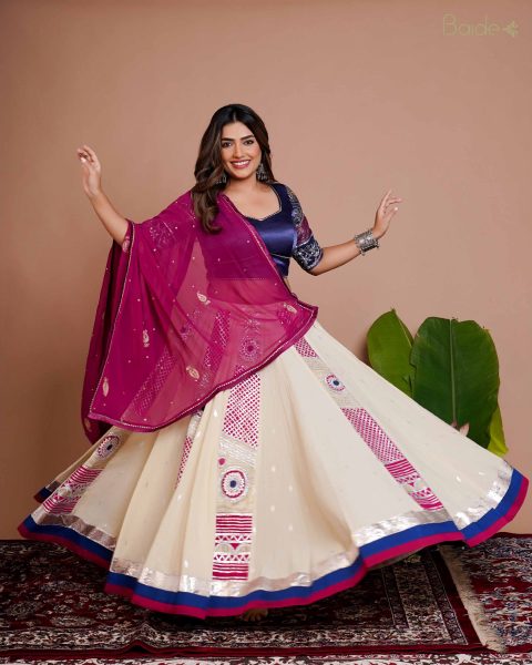 White Pink Chaniya choli
