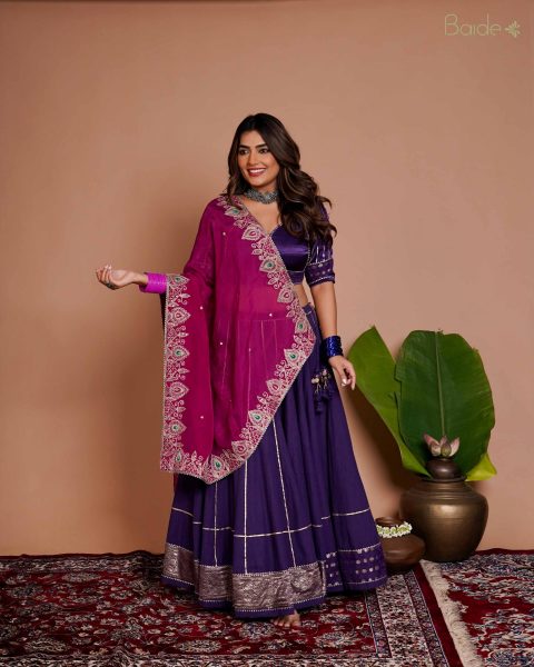 Purple chaniya pink dupatta
