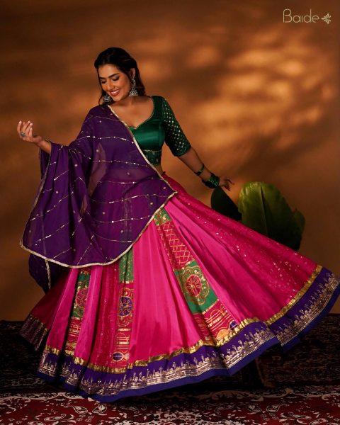 Pink Pathwork Chaniya Choli