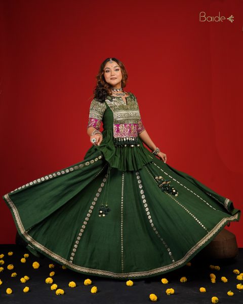 Mahendi Green Peplum & Skirt